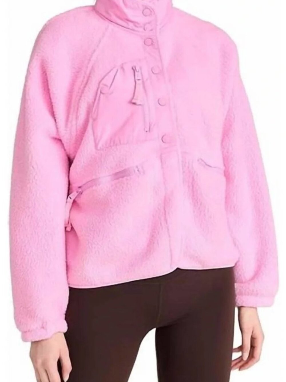 Free People Movement Hit the Slopes Fleece Jacket Pink MEDIUM - Picture 2 of 5